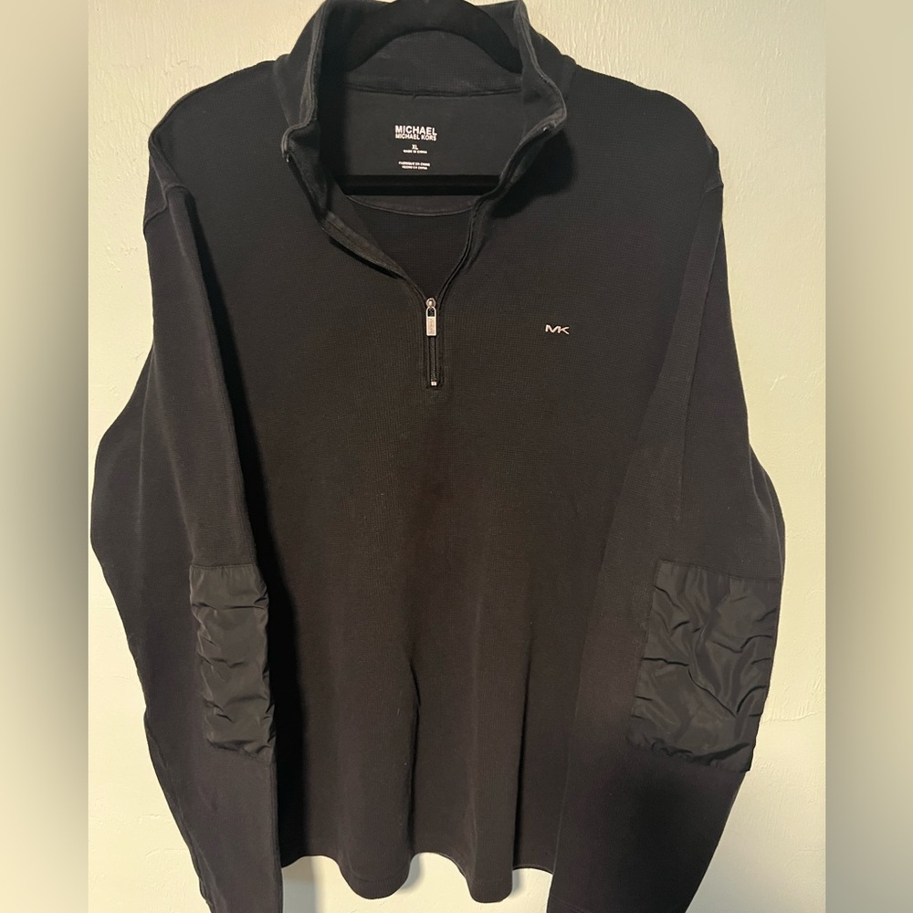 Michael Kors 1/4 Zip Men’s XL long sleeve pullover in Black.
